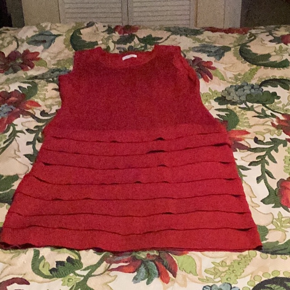 Red Sleeveless Layered Dress